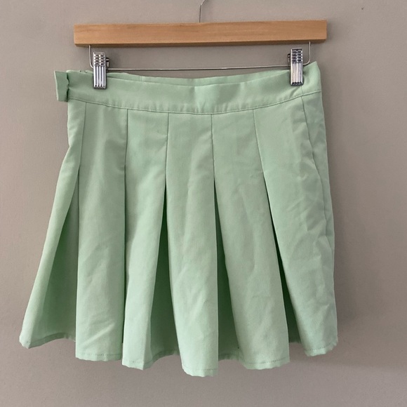 Pull & Bear Mint Green Pleated Tennis Preppy Mini Skirt - Picture 4 of 5